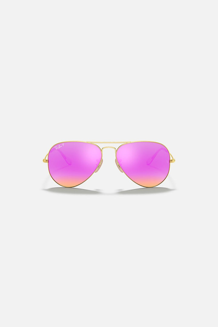 Ray Ban - Aviator Flash Lenses in Matte Gold Frames with Violet Mirror Lenses - RB3025112/1Q58
