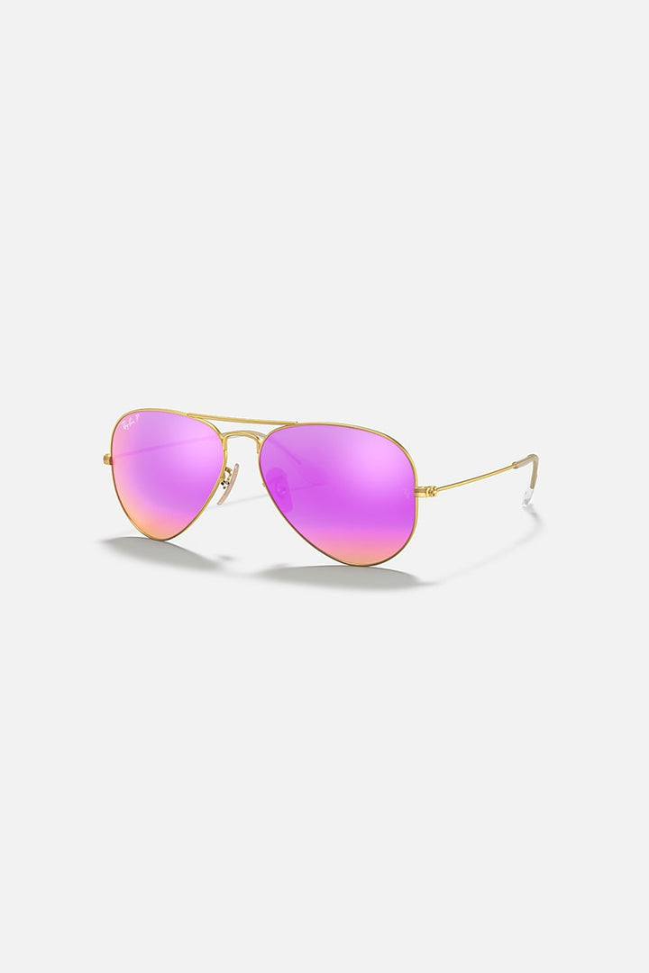 Ray Ban - Aviator Flash Lenses in Matte Gold Frames with Violet Mirror Lenses - RB3025112/1Q58