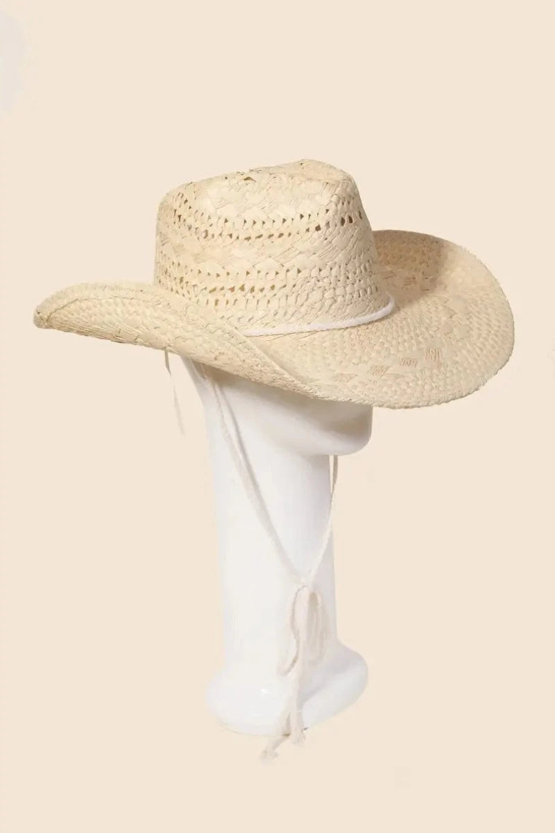 Anarchy Street - Straw Weave Cowboy Hat in Ivory