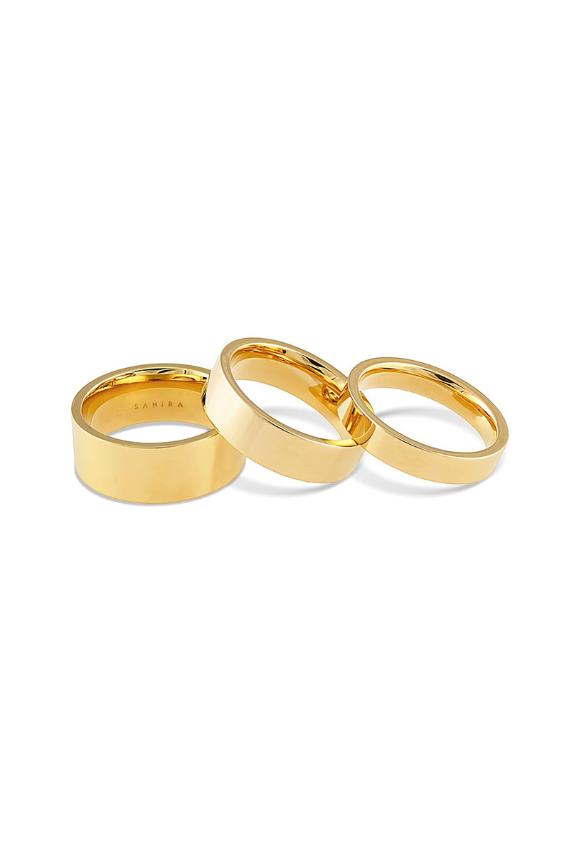 Sahira Jewelry - Flat Stackable Ring Set in Gold - Size 6