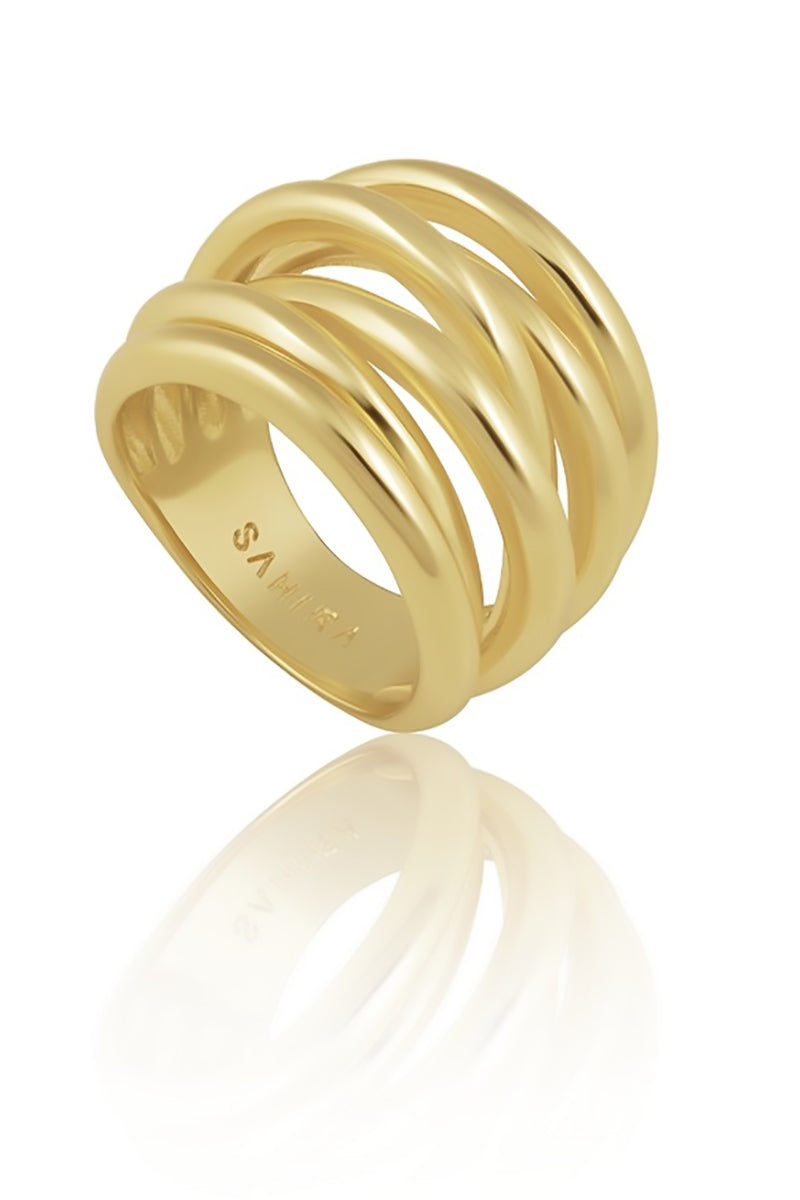 Sahira Jewelry - Lennon Multi Layered Ring in Gold - Size 6