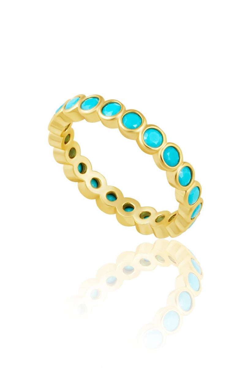 Sahira Jewelry - Celeste Eternity Band Ring in Turquoise - Size 7