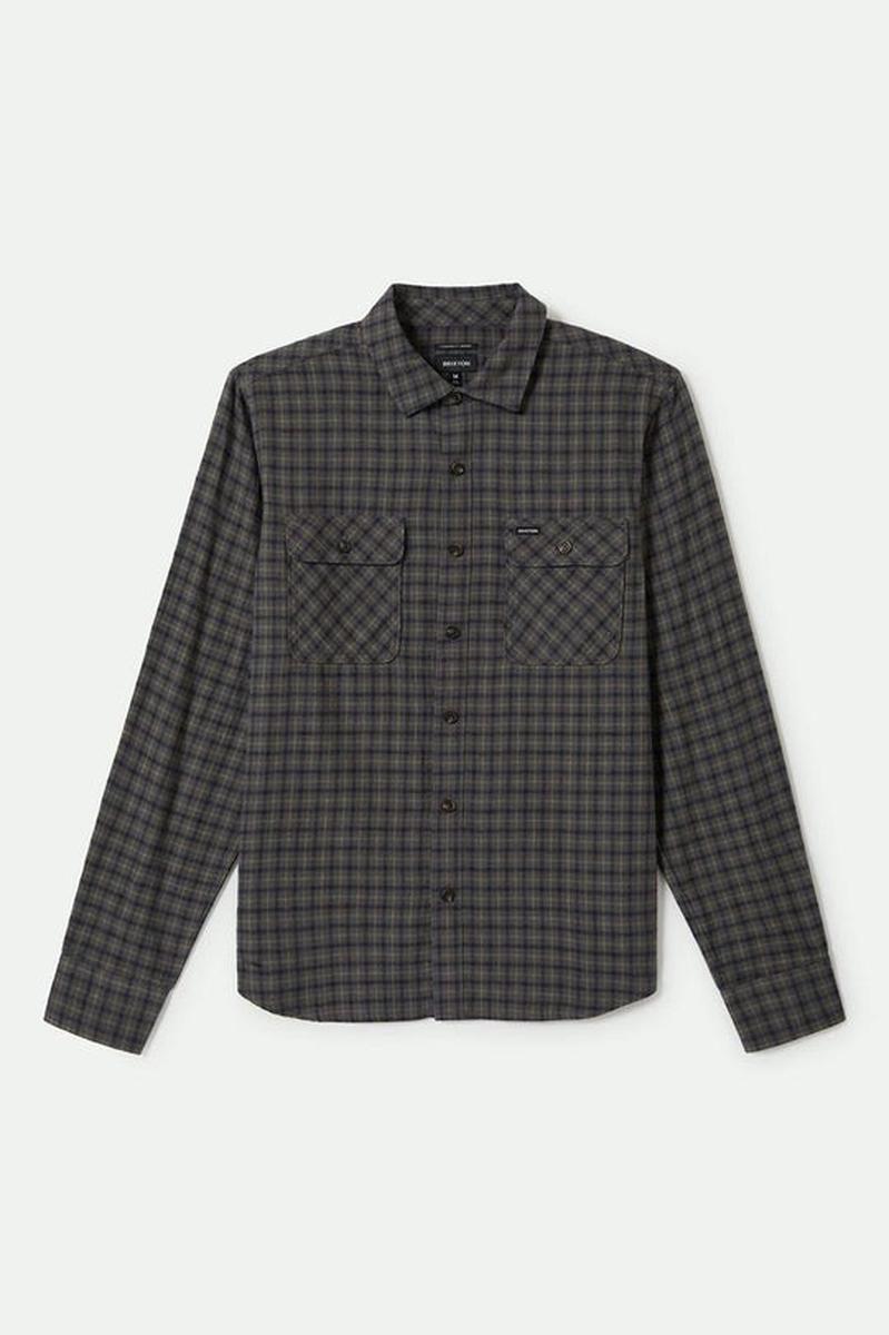 Brixton - Bowery Lightweight Ultra Flannel in Charcoal/Ray Flower/Black