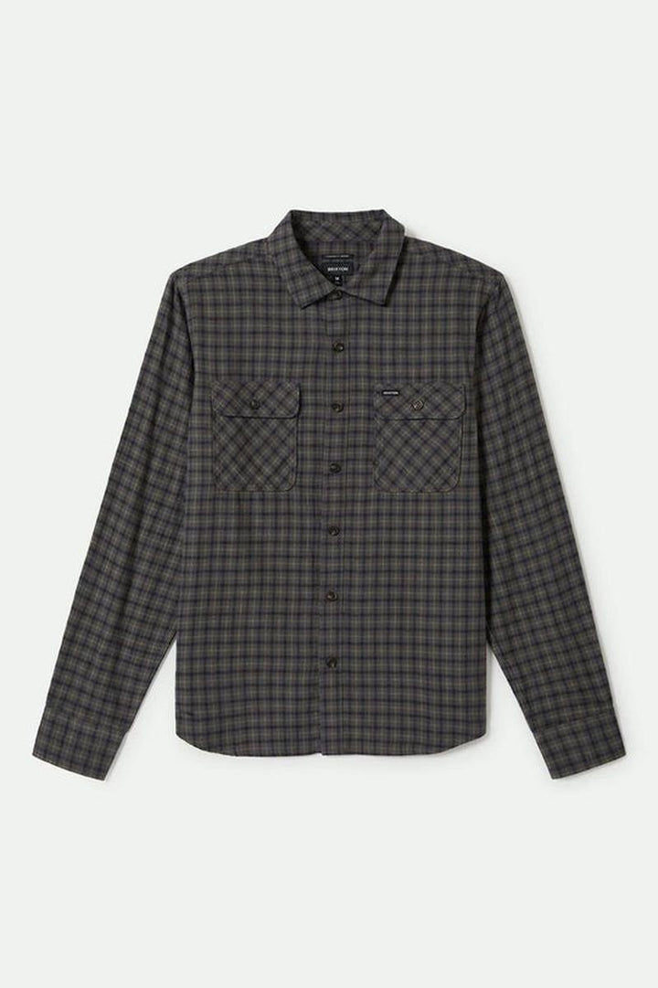 Brixton - Bowery Lightweight Ultra Flannel in Charcoal/Ray Flower/Black