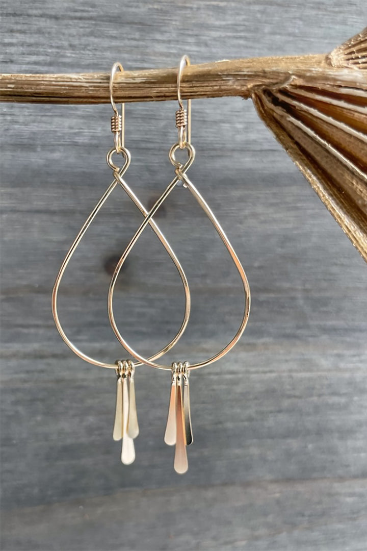 Quinn Sharp Handmade - Teardrop Hoops Triple Fringe in Gold