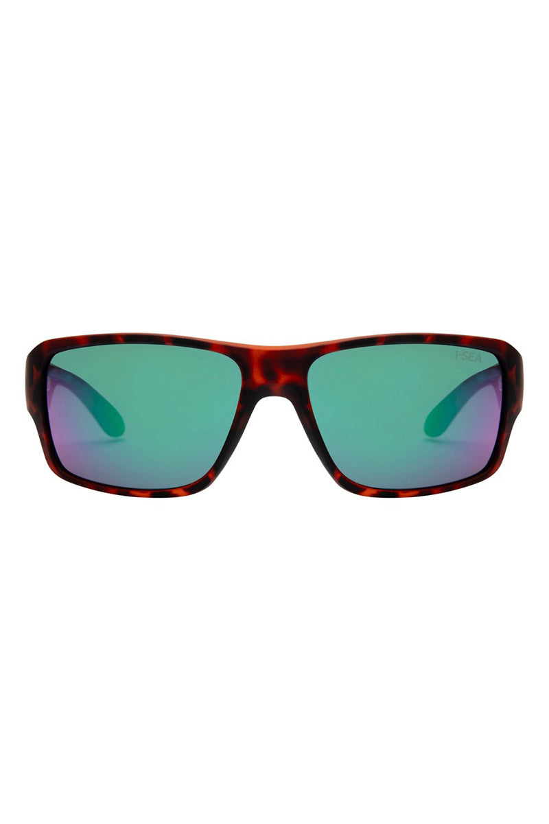 I-SEA - Free Bird in Tort Rubber Soft Touch Frames with Green Polarized Lenses