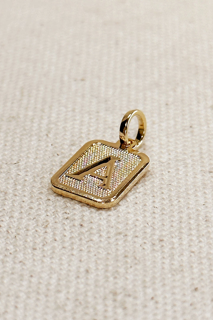 GoldFi - Textured Initial Plate Pendant - Letter A