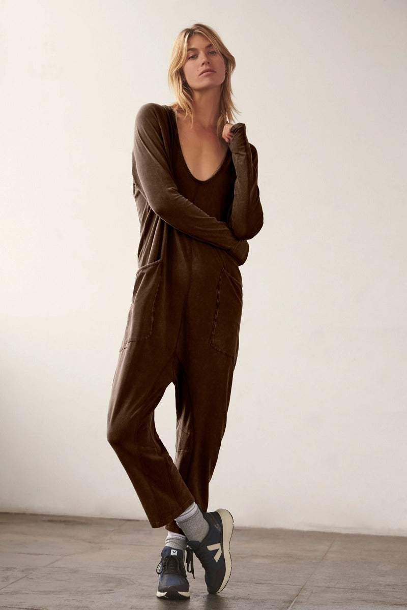 Free People Movement - Hot Shot Long Sleeve Onesie in Dark Espresso