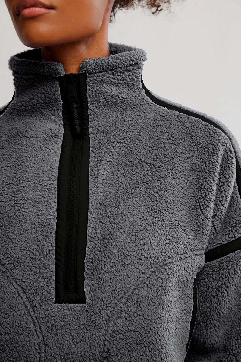 Free People Movement - Mountain High 1/2 Zip in Gunmetal Combo