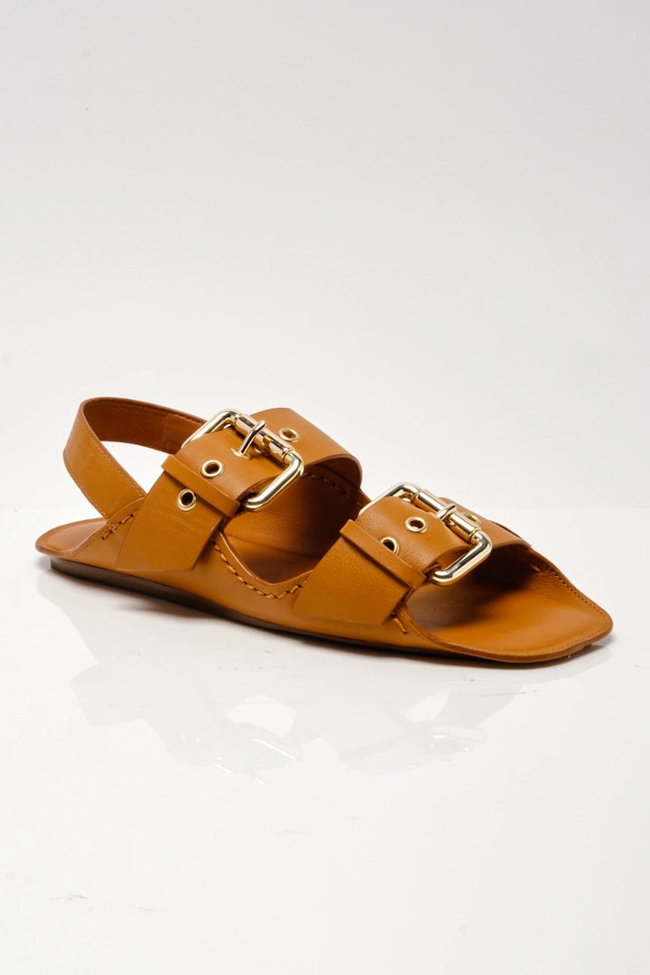 Free People - Blossom Buckle Sandals in Luggage Leather