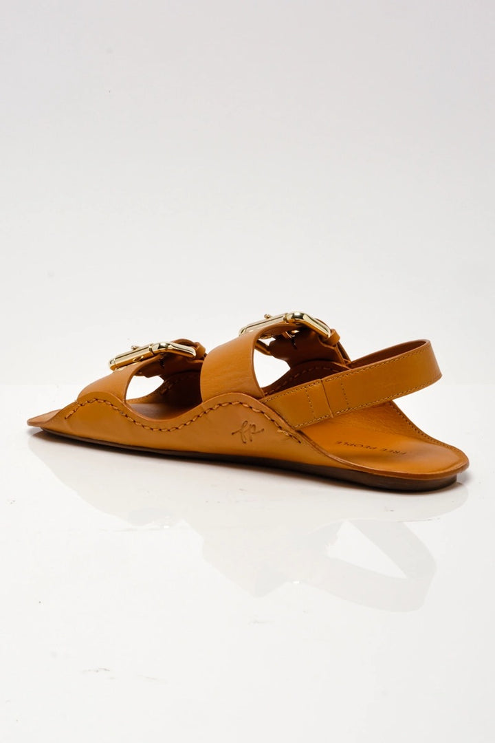 Free People - Blossom Buckle Sandals in Luggage Leather