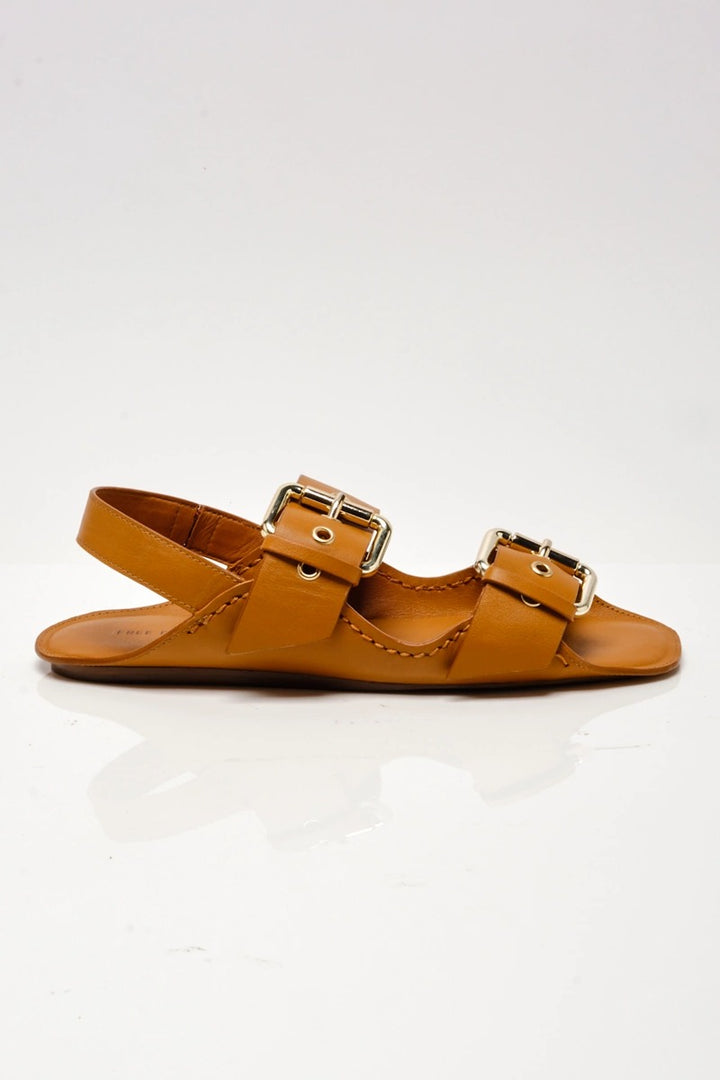 Free People - Blossom Buckle Sandals in Luggage Leather