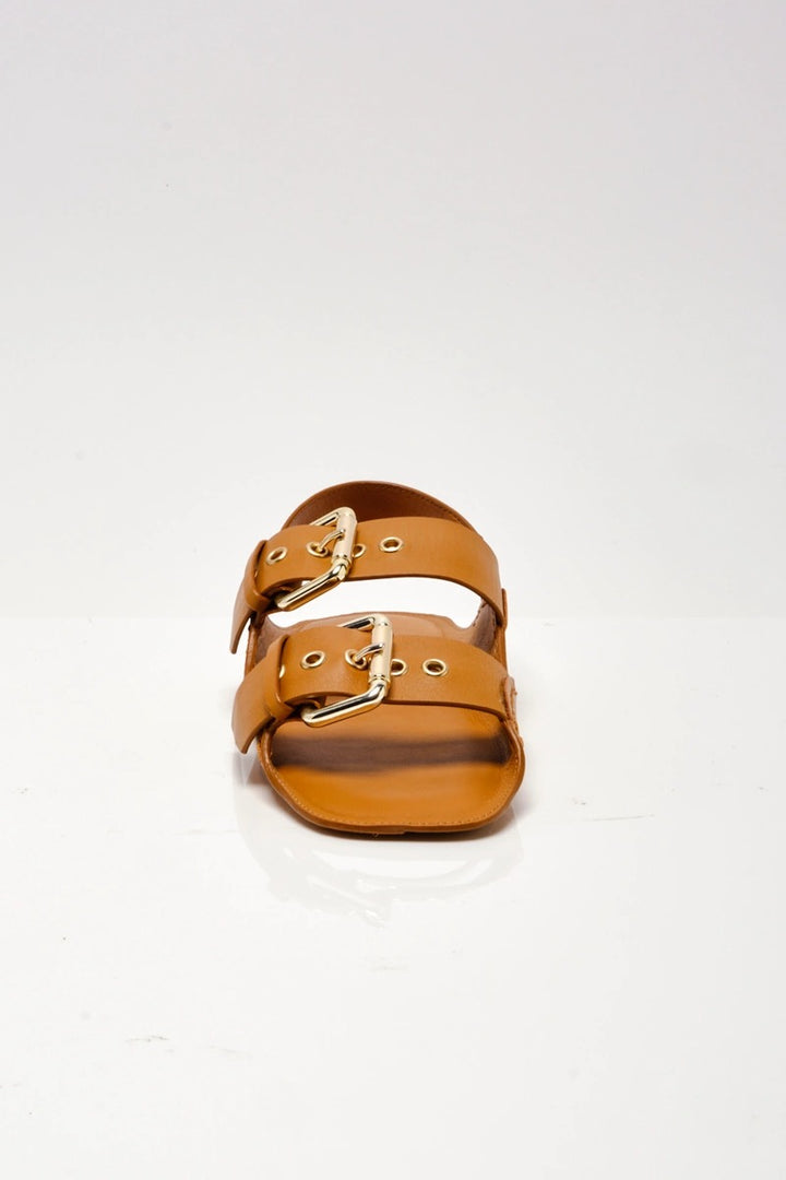 Free People - Blossom Buckle Sandals in Luggage Leather