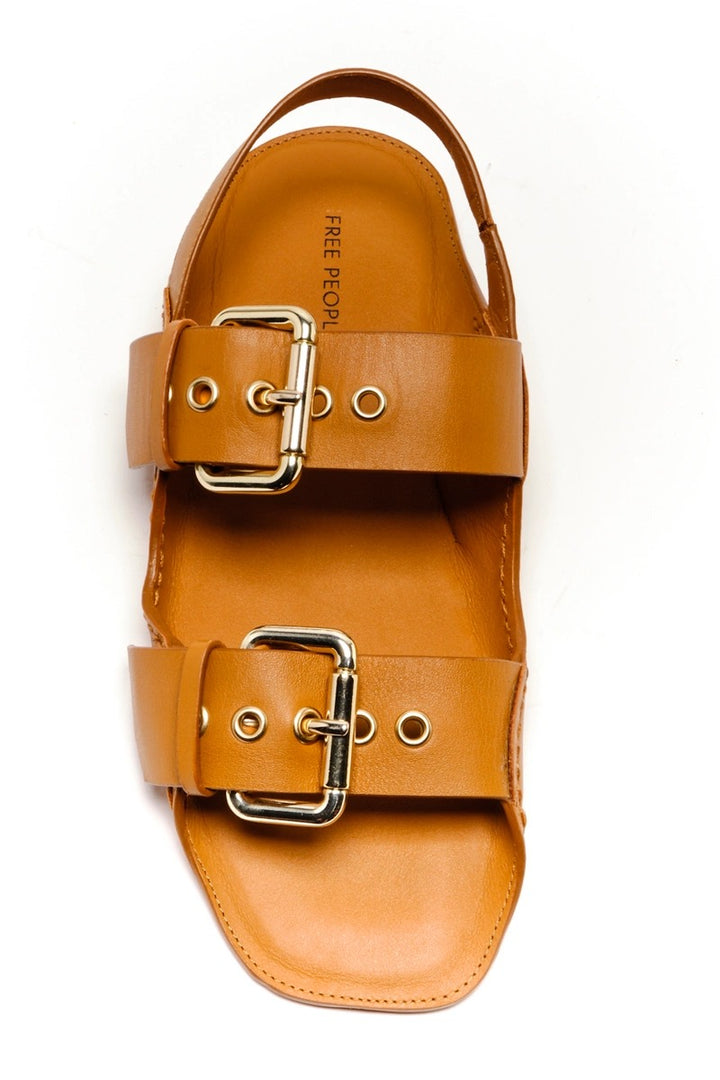 Free People - Blossom Buckle Sandals in Luggage Leather