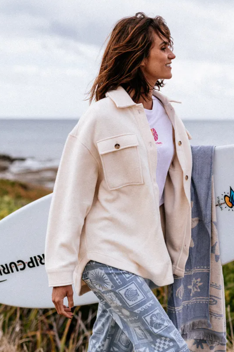 Rip Curl - High Tide Fleece Shacket in Off White