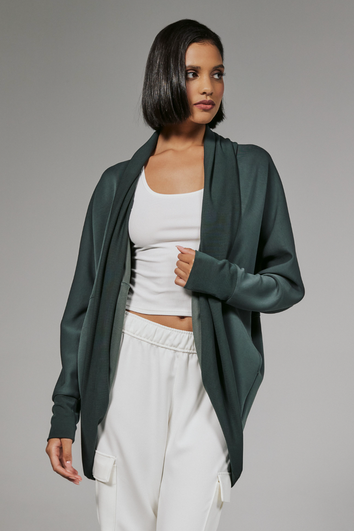 7DIAMONDS - REV™ Throwover Cardigan in Basil