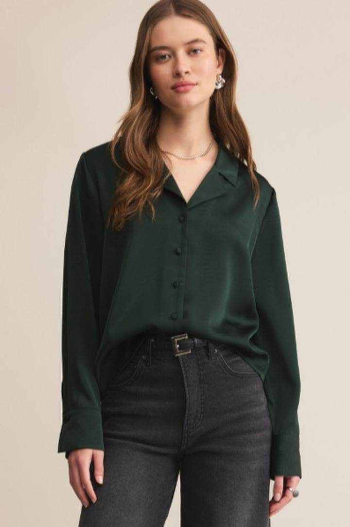 Z Supply - Ana Satin Top in Garland Green