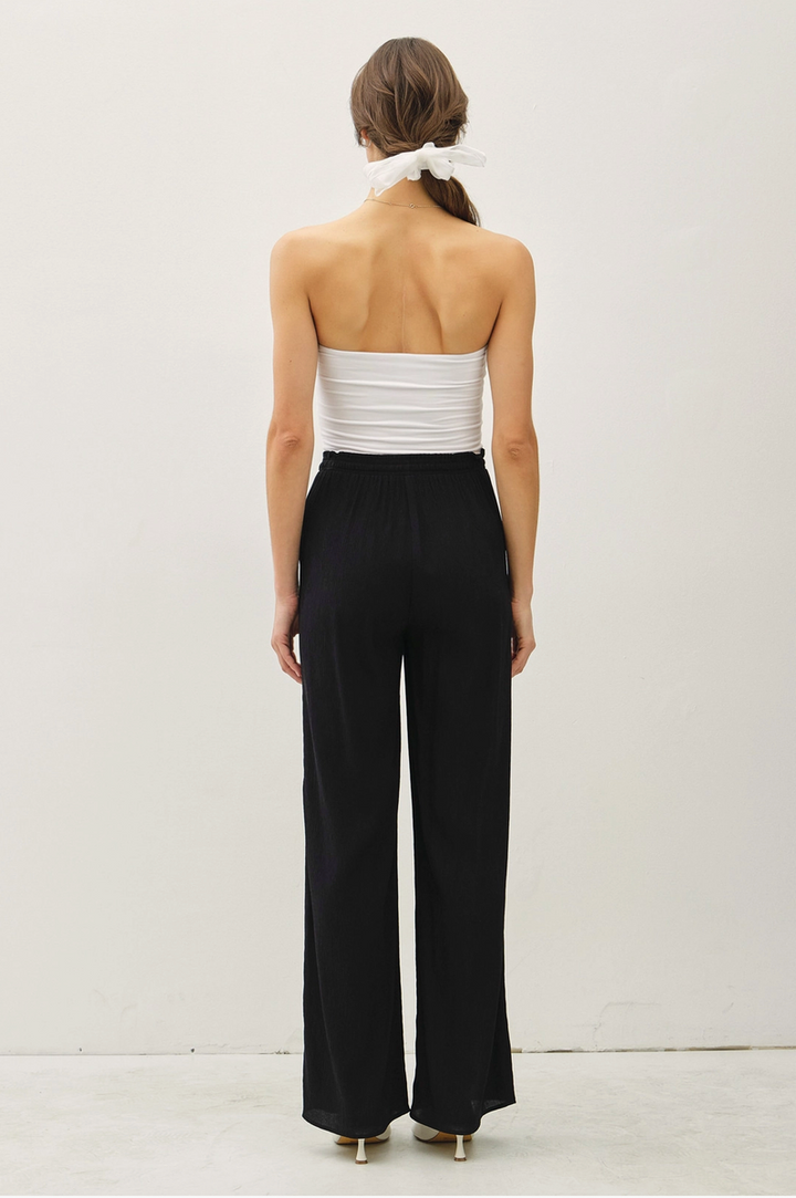 Be Cool - Crinkle Wide-Leg Pants in Black