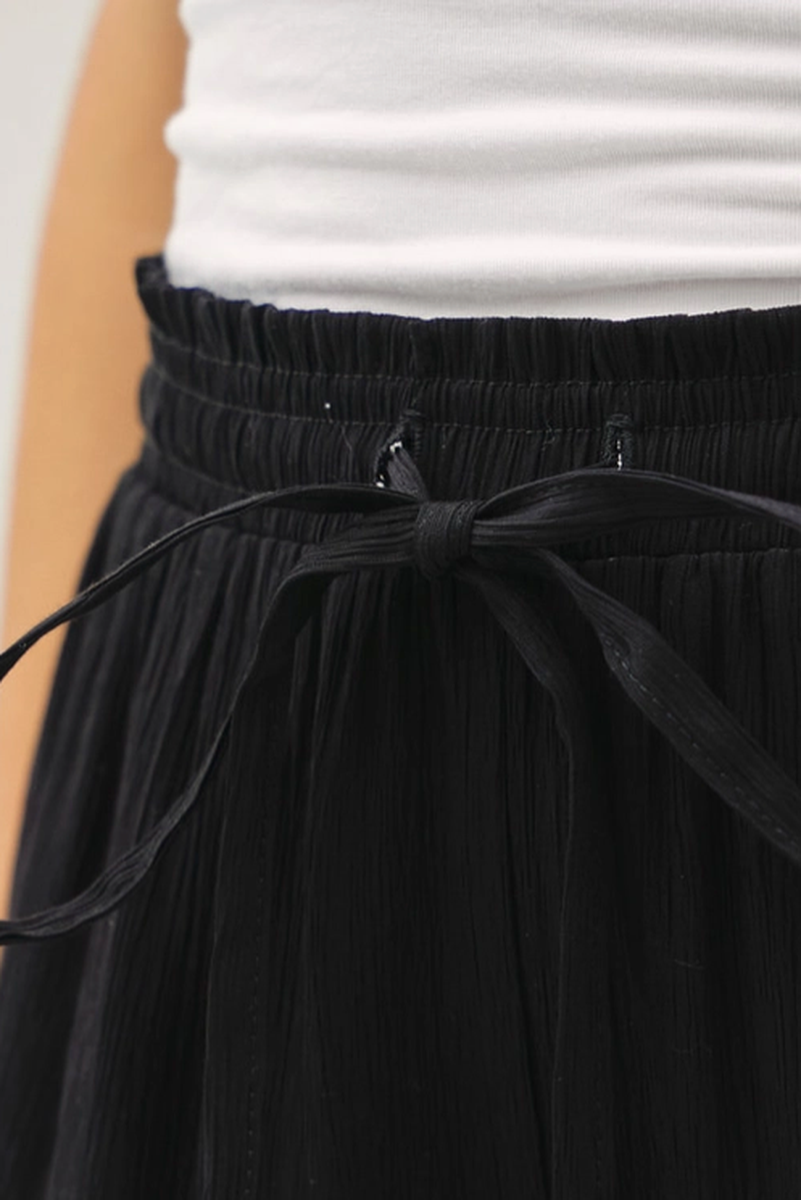 Be Cool - Crinkle Wide-Leg Pants in Black