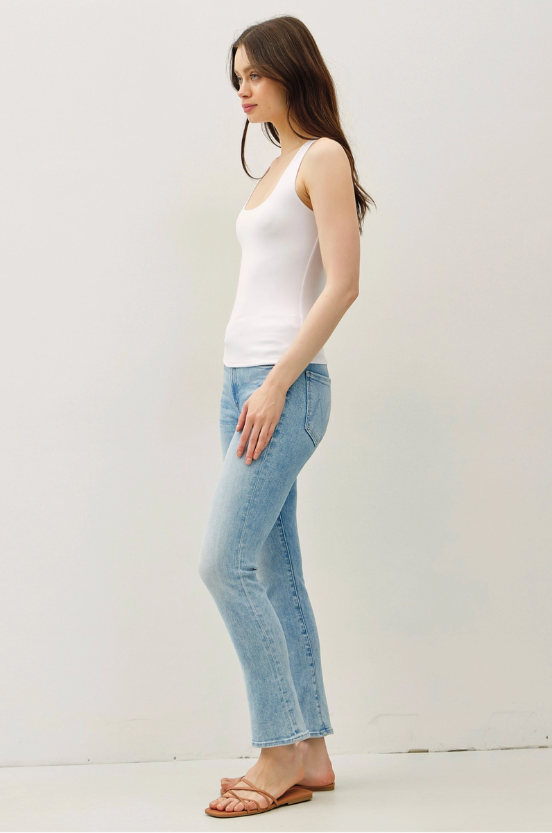 Be Cool - Restock-Soft Core-Double Lined Basic Square Neck Tank in Off White