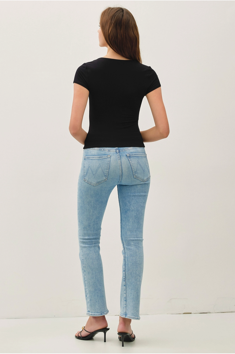 Be Cool - Square Neck Knit Tee in Dusty Coral