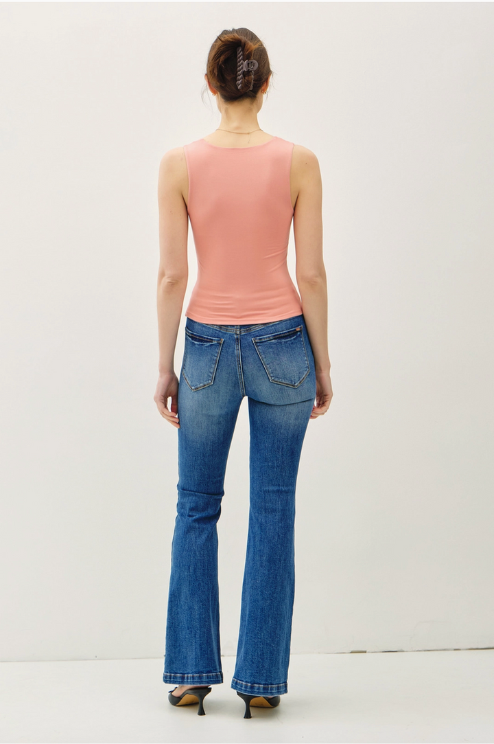 Be Cool - Soft Core Double Lined Square Neck Tank in Dusty Coral