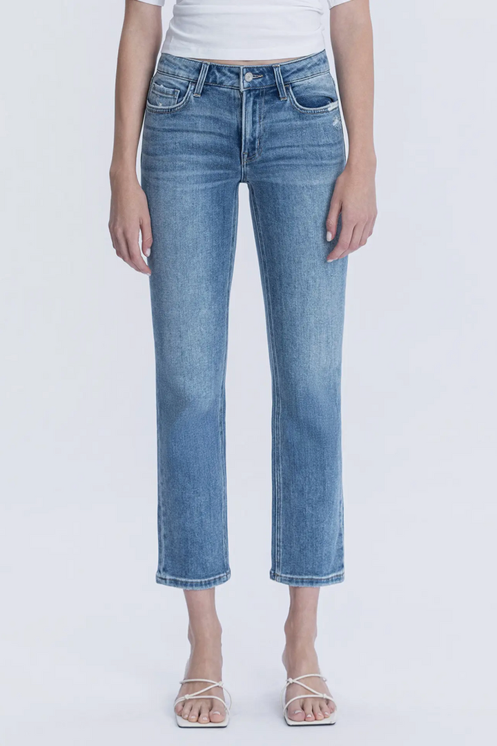 VERVET by FLYING MONKEY - Mid Rise Ankle Slim Straight Jeans in Zestful Symphony