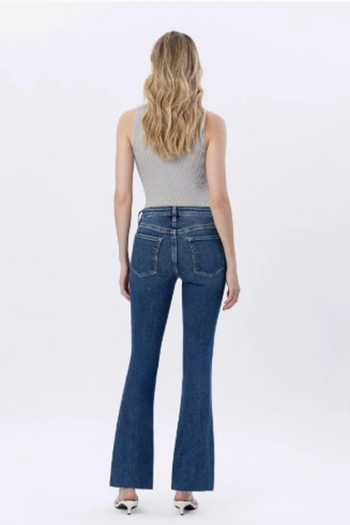 FLYING MONKEY - Mid Rise Medium Dark Wash Slim Bootcut Jeans in Vigilant