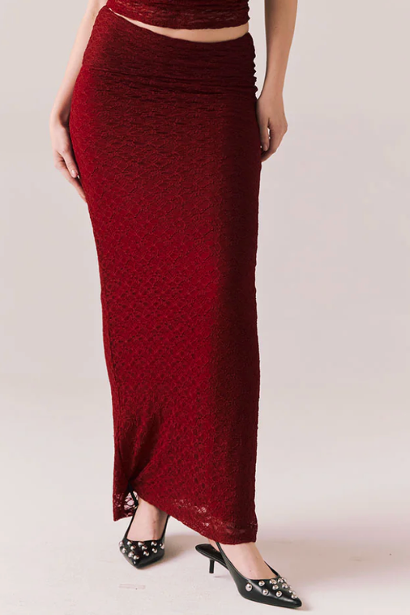 Chaser - Pamelaa Maxi Skirt in Cabernet