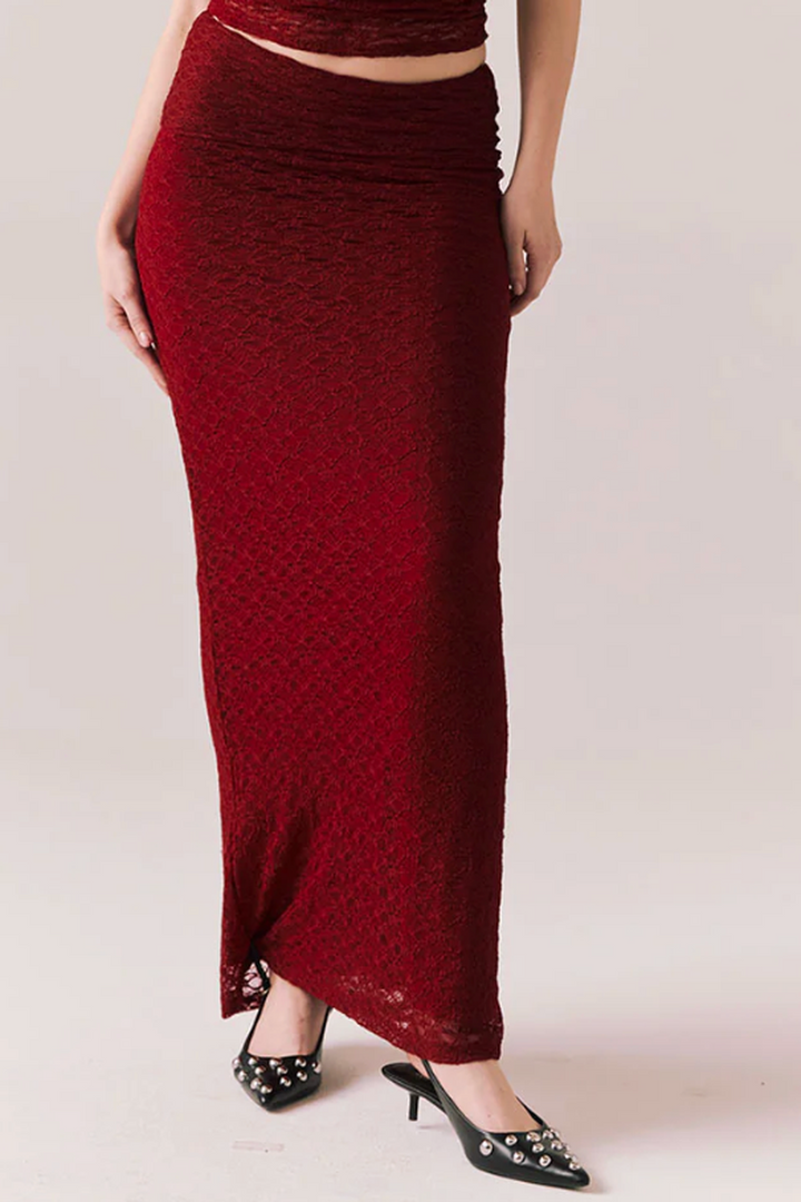 Chaser - Pamelaa Maxi Skirt in Cabernet