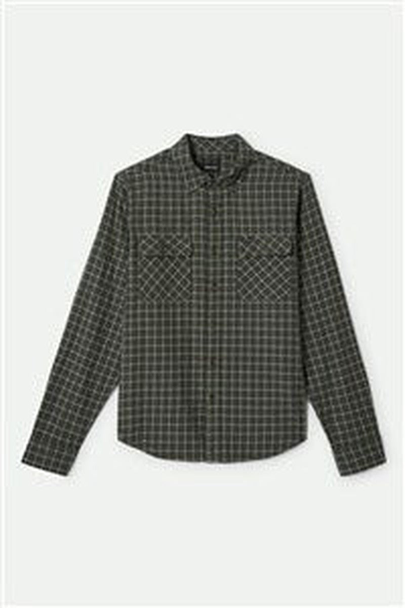 Brixton - Bowery Lightweight Ultra Flannel in Ivy Green/Whitecap