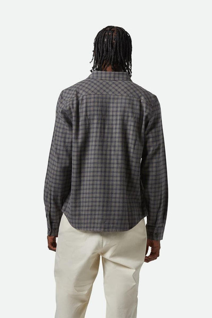 Brixton - Bowery Lightweight Ultra Flannel in Charcoal/Ray Flower/Black
