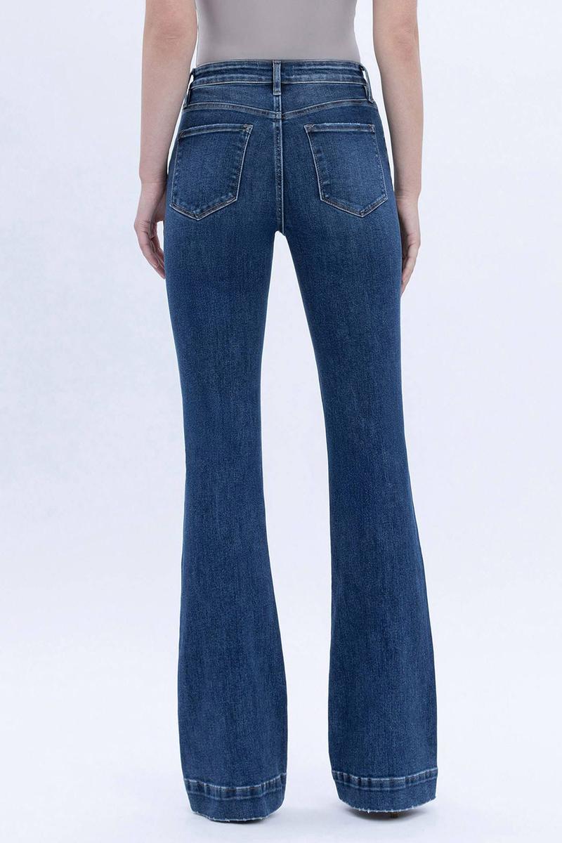 VERVET by Flying Monkey -  High Rise Trouser Hem Bootcut Jeans in Sustainability