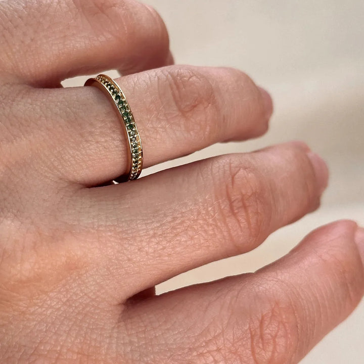 GoldFi - 18k Gold Filled Eternity Cubic Zirconia Band Ring - Size 9