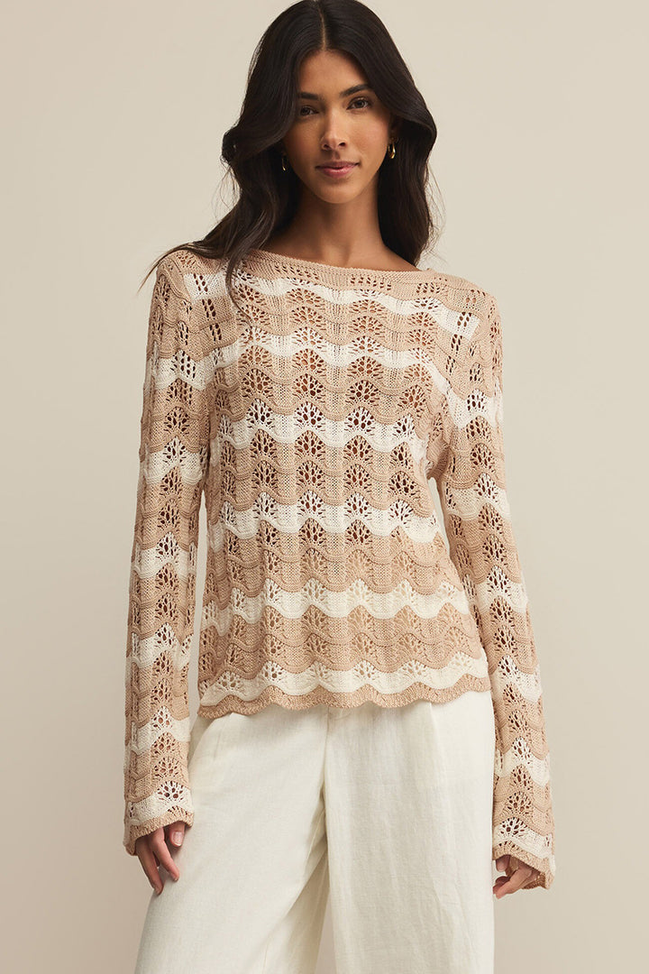 Z Supply - Azura Stripe Crochet Top in Panna Cotta