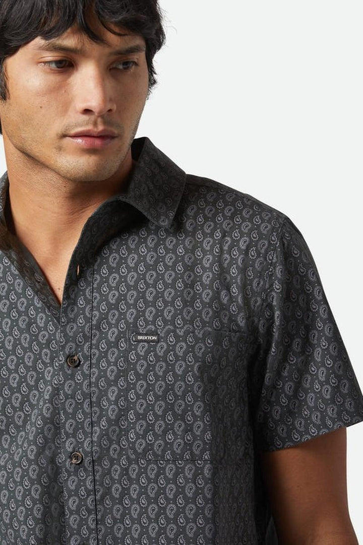 Brixton - Charter Print Short Sleeve Shirt in Washed Black/Paisley