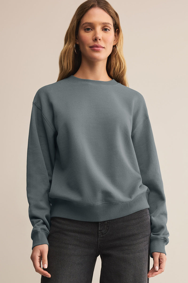 Z Supply - Boyfriend Cotton Sweatshirt in Storm Cloud