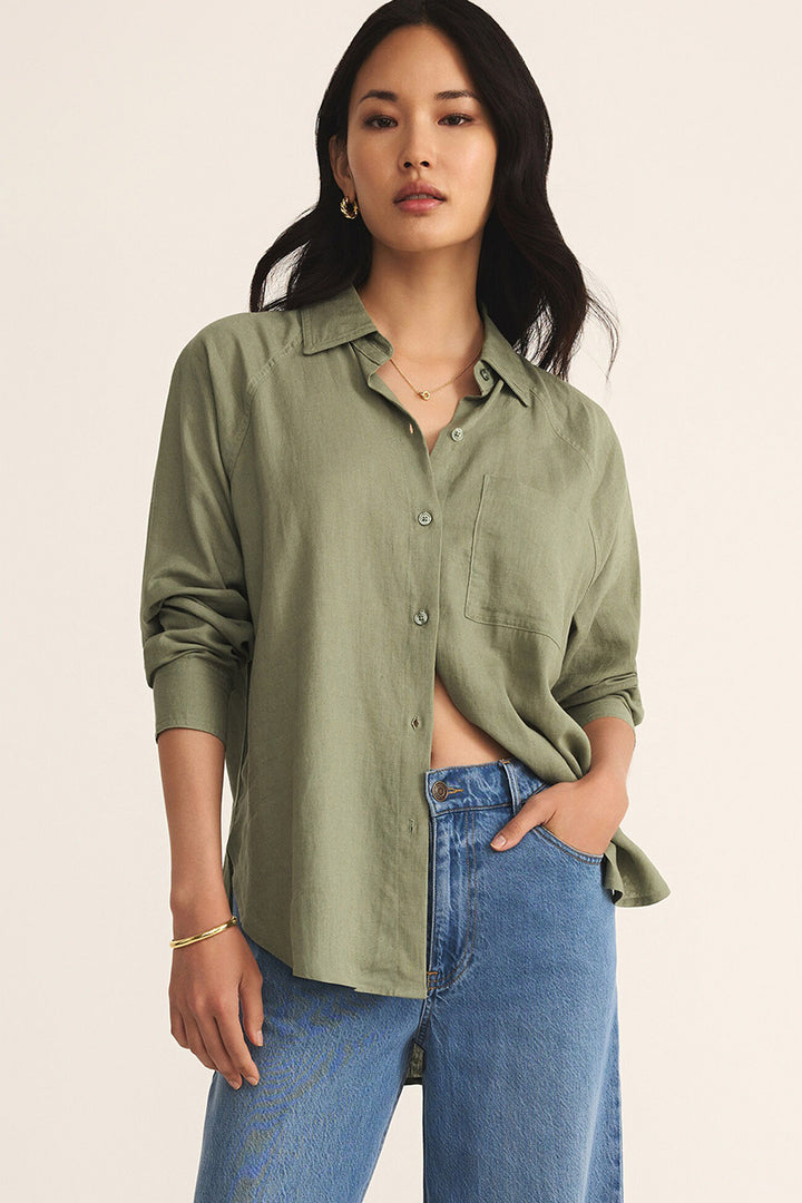 Z Supply - Perfect Linen Top in Avacado