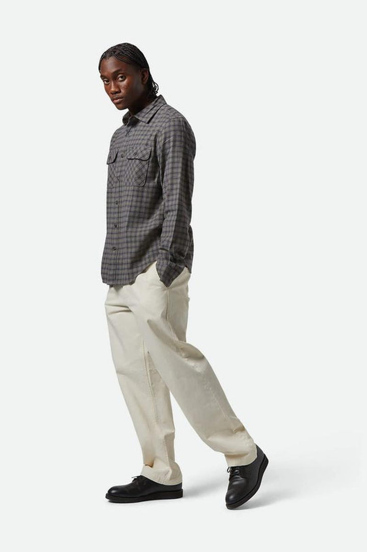 Brixton - Bowery Lightweight Ultra Flannel in Charcoal/Ray Flower/Black