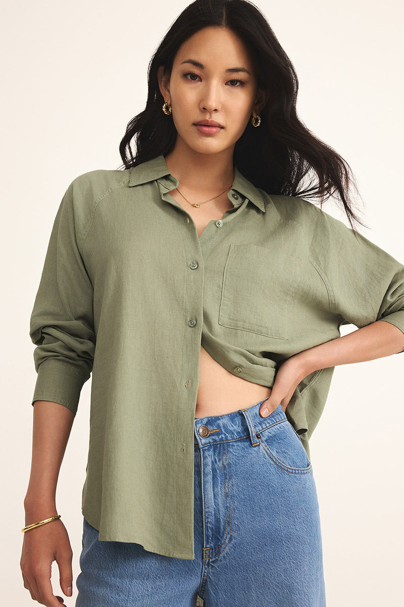 Z Supply - Perfect Linen Top in Avacado