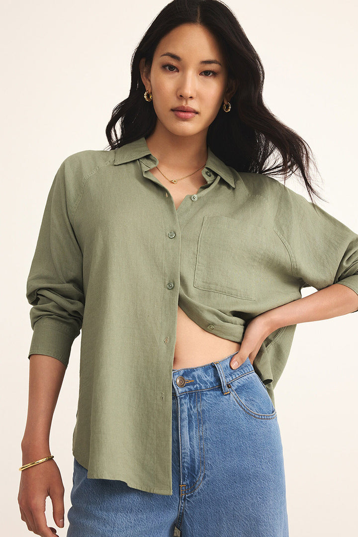 Z Supply - Perfect Linen Top in Avacado