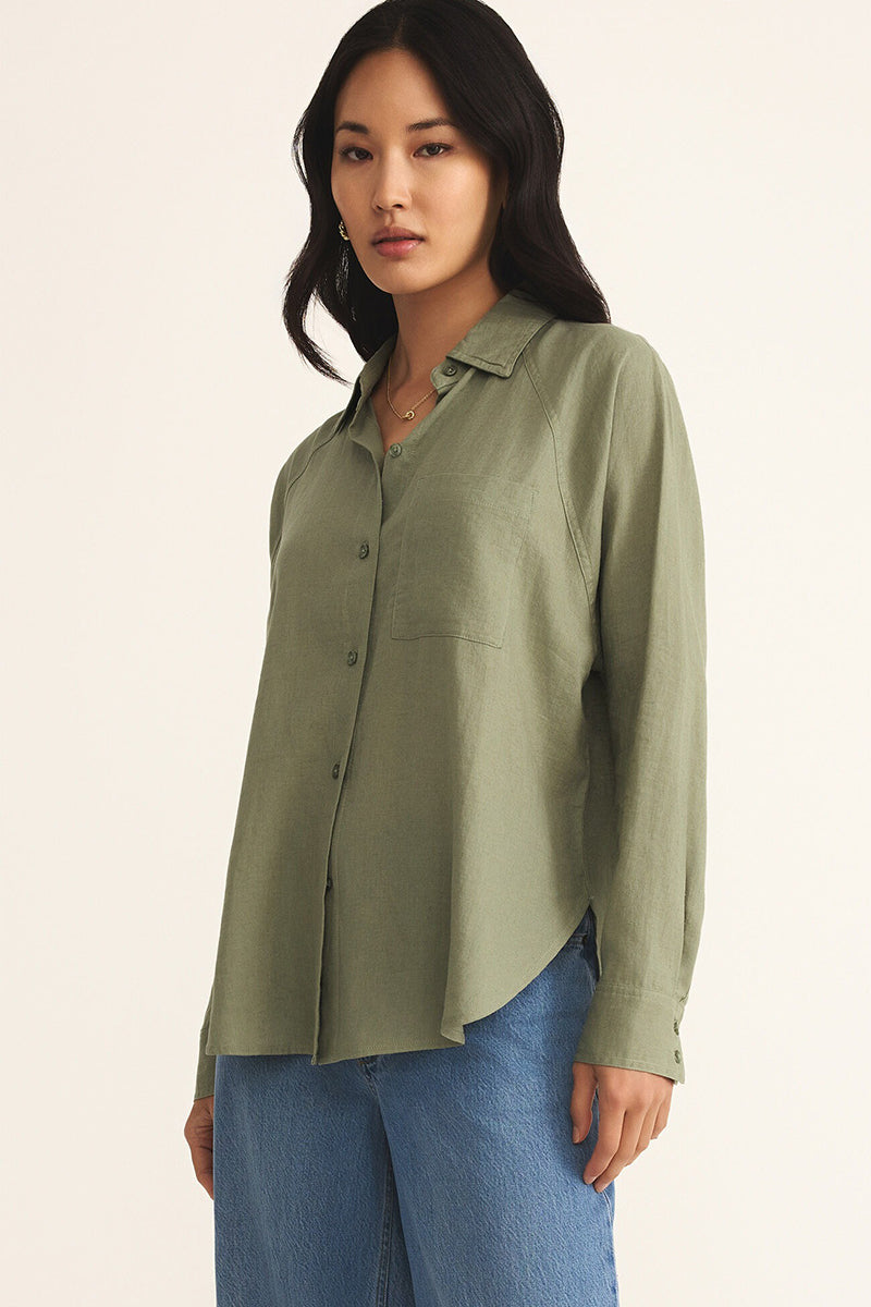Z Supply - Perfect Linen Top in Avacado