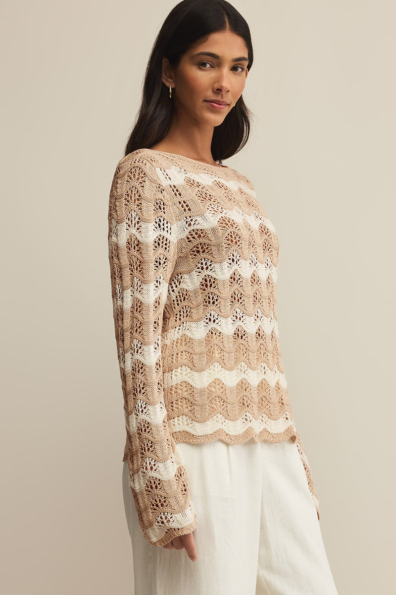 Z Supply - Azura Stripe Crochet Top in Panna Cotta