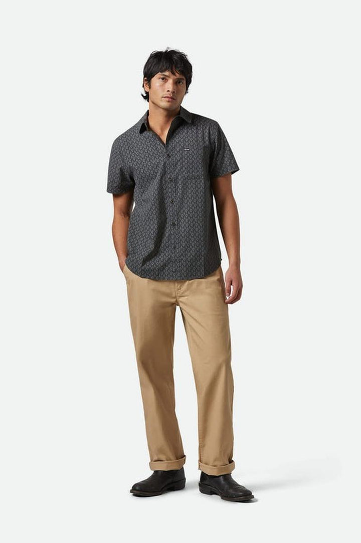 Brixton - Charter Print Short Sleeve Shirt in Washed Black/Paisley