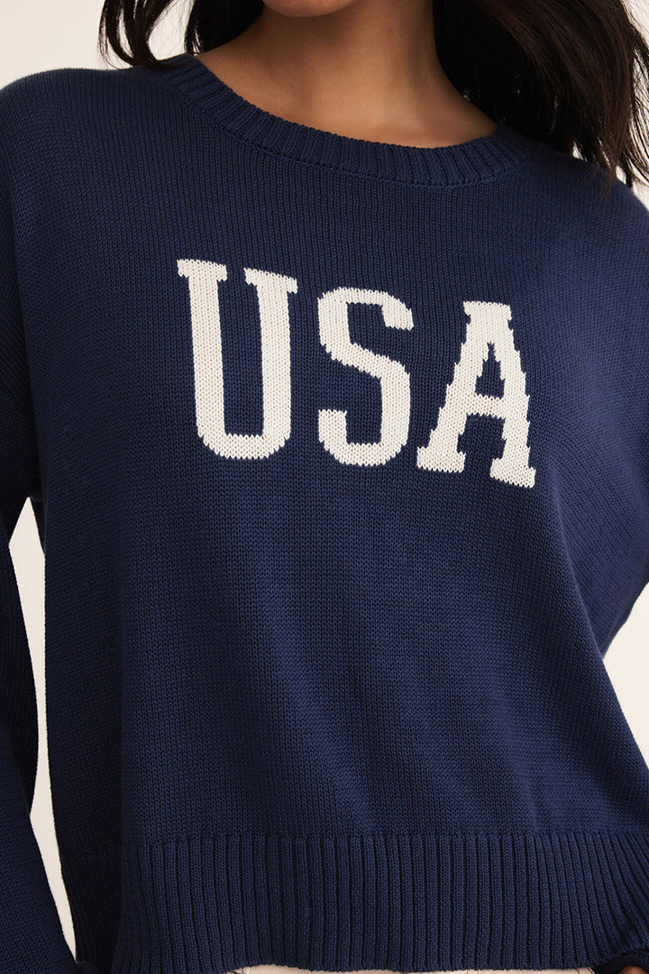 Z Supply - Sienna USA Sweater in Yacht Blue