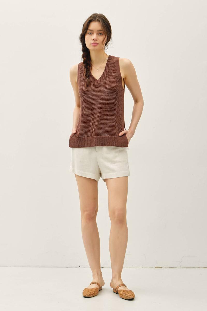 Be Cool -  Varsity Style Vneck Tank in Coco