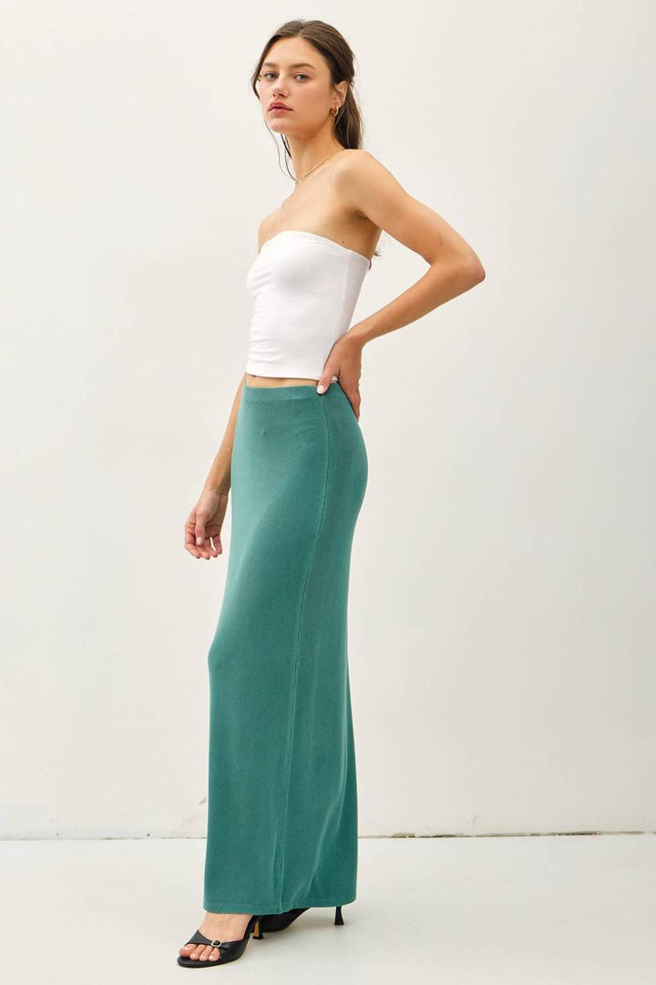 Be Cool - Jersey Knit Maxi Long Pencil Skirt in Sea Green