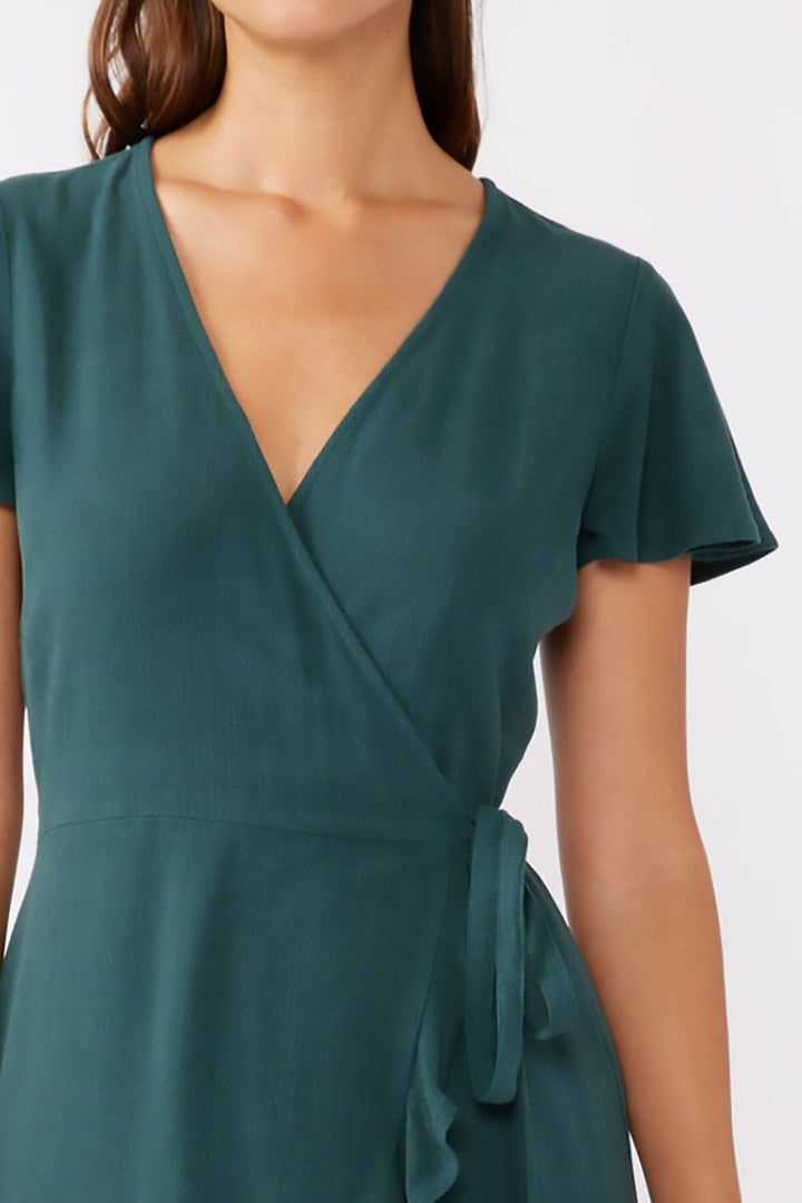 Lovestitch - Jade Mini Wrap Dress in Dusty Teal