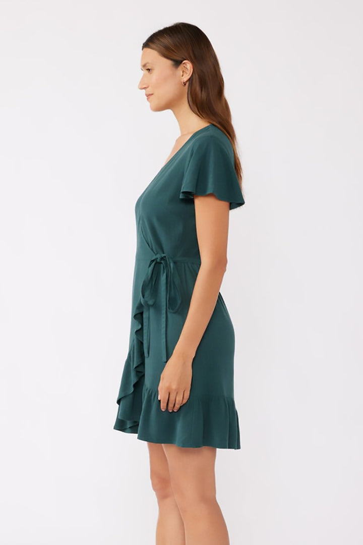 Lovestitch - Jade Mini Wrap Dress in Dusty Teal