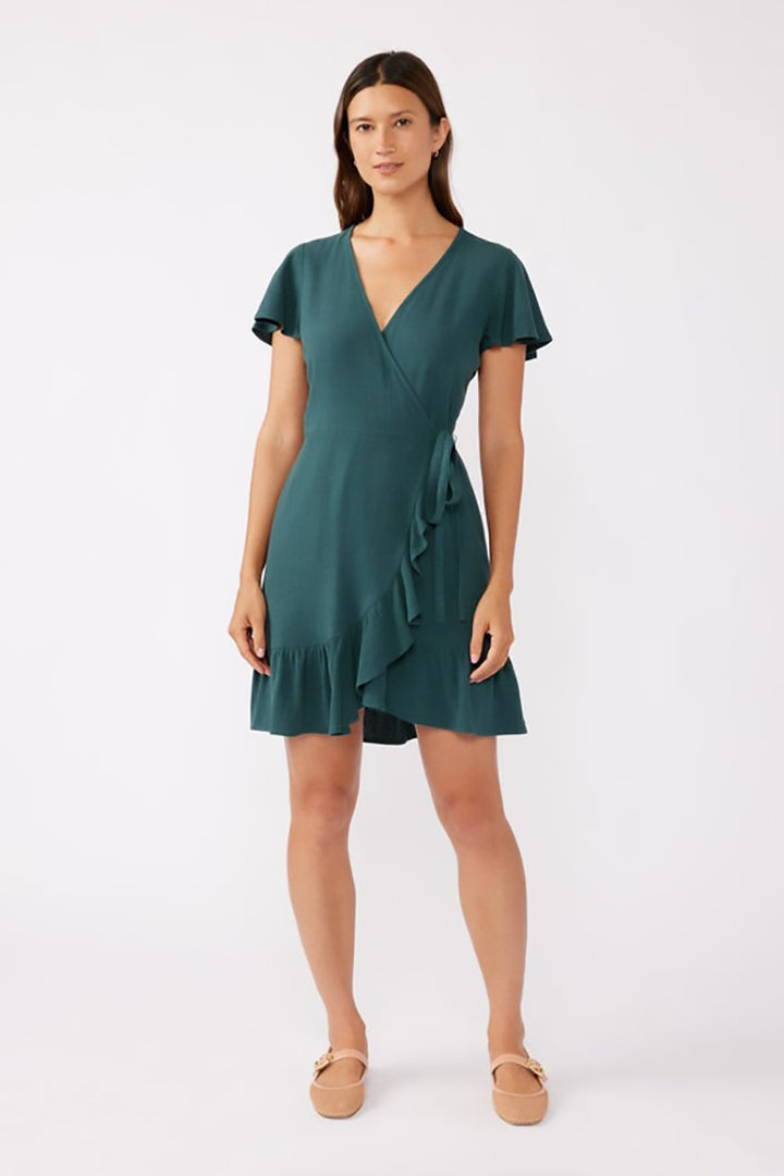 Lovestitch - Jade Mini Wrap Dress in Dusty Teal